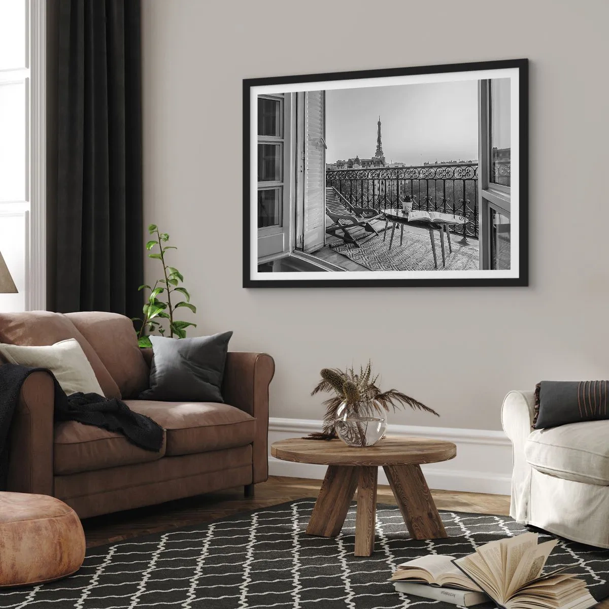 Plakat i sort ramme - Eftermiddag i Paris - 40x30 cm