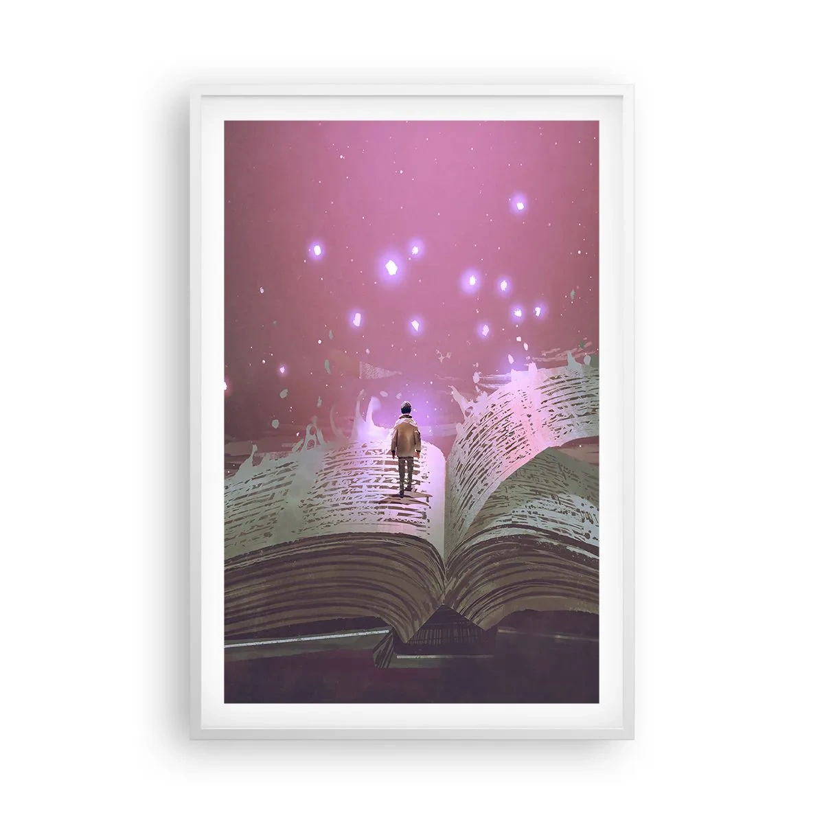 Plakat i hvid ramme - En invitation til en anden verden - læs den! - 61x91 cm