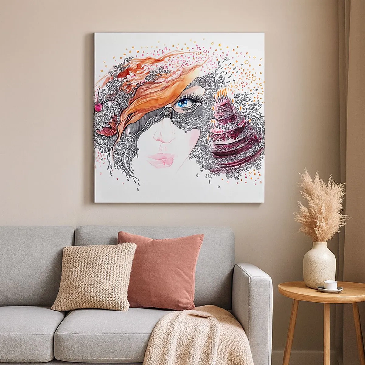 Lærredstryk - Billede på lærred - Hos hende er hver dag en ferie - 30x30 cm