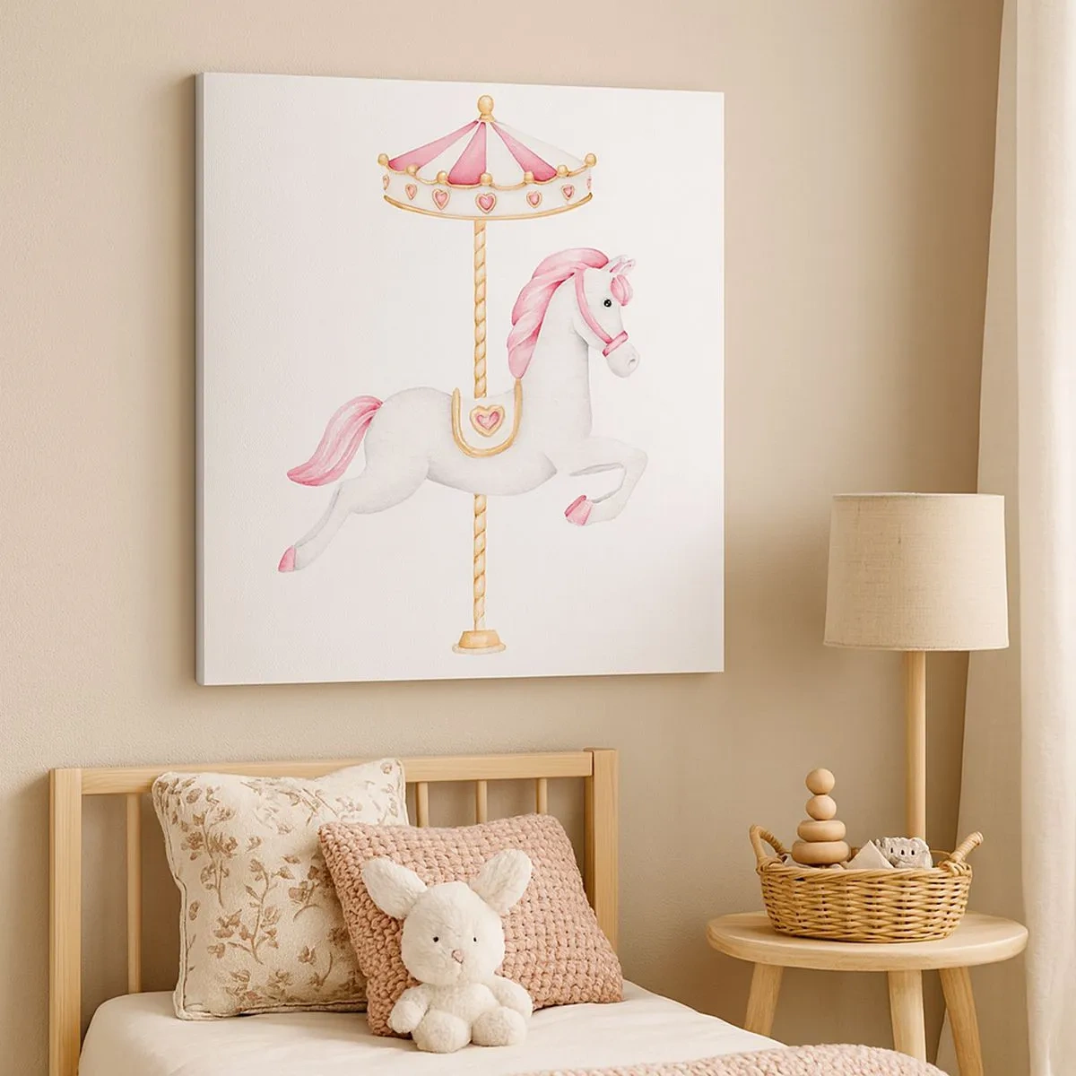 Lærredstryk - Billede på lærred - Han satte af sted med en hov - 30x30 cm