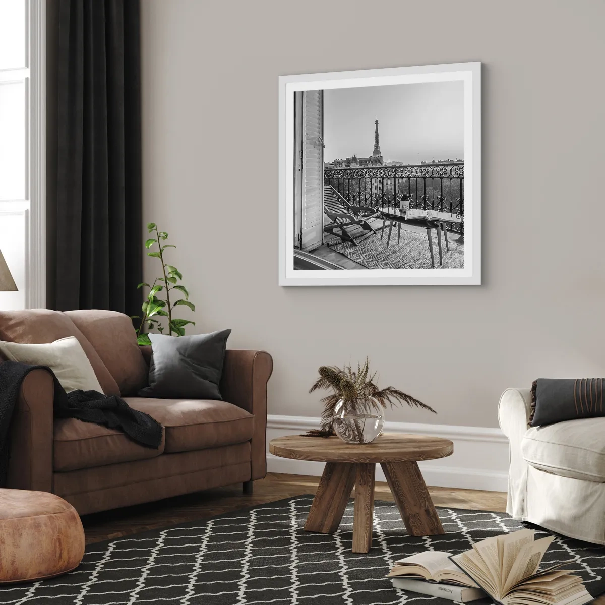 Plakat i hvid ramme - Eftermiddag i Paris - 50x50 cm