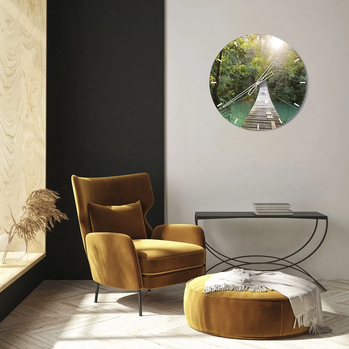 Vægur, Uret - Over det azurblå vand til den azurblå skov - 40x40 cm