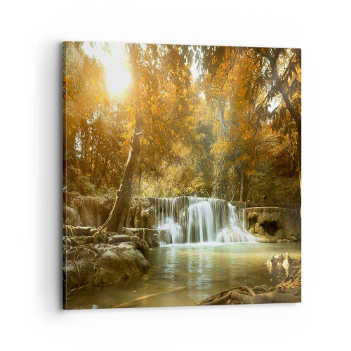 Lærredstryk - Billede på lærred - Kaskade i parken - 70x70 cm