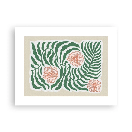 Plakat - Blomstrede i grønt - 40x30 cm