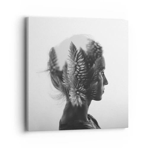 Lærredstryk - Billede på lærred - Dame af fyrreskoven - 40x40 cm