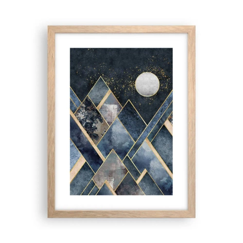 Plakat i ramme af lyst egetræ - Geometrisk landskab - 30x40 cm