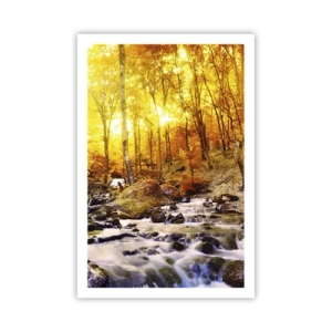 Plakat - Sten indfattet i guld og platin - 61x91 cm