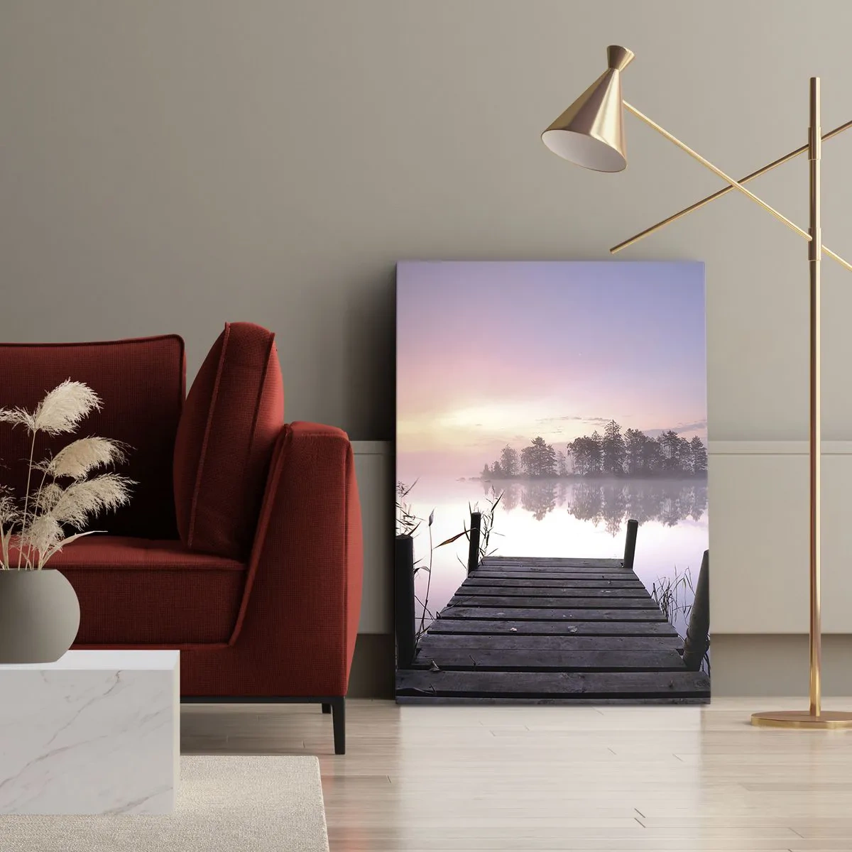 Lærredstryk - Billede på lærred - Ud af den lilla tåge... - 50x70 cm