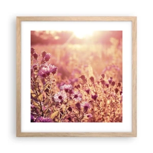 Plakat i ramme af lyst egetræ - Før sommeren er forbi - 40x40 cm