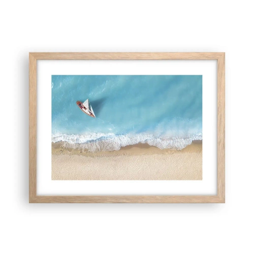 Plakat i ramme af lyst egetræ - På grænsen mellem blå og guld - 40x30 cm