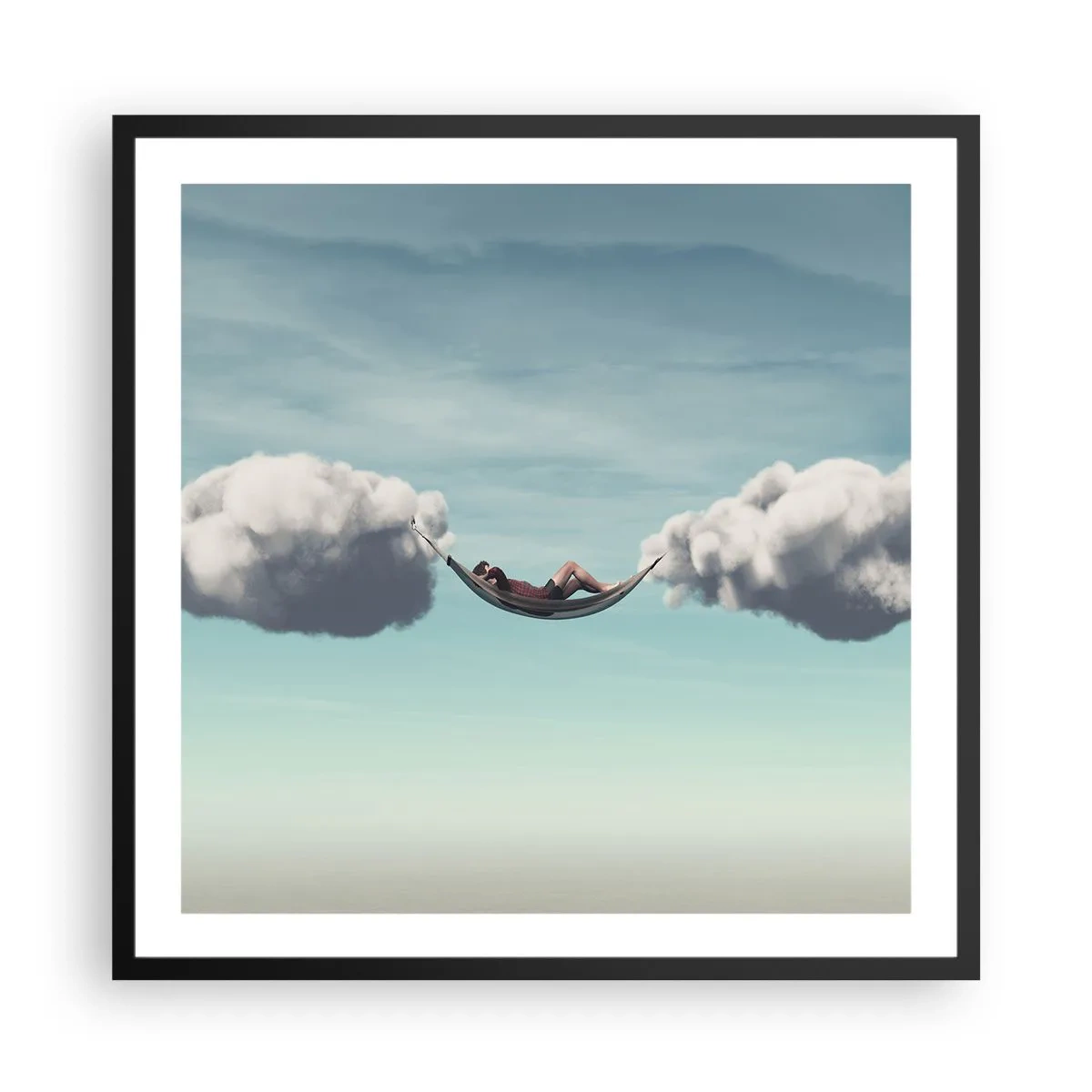Plakat i sort ramme - Lykken i øjeblikket - 60x60 cm