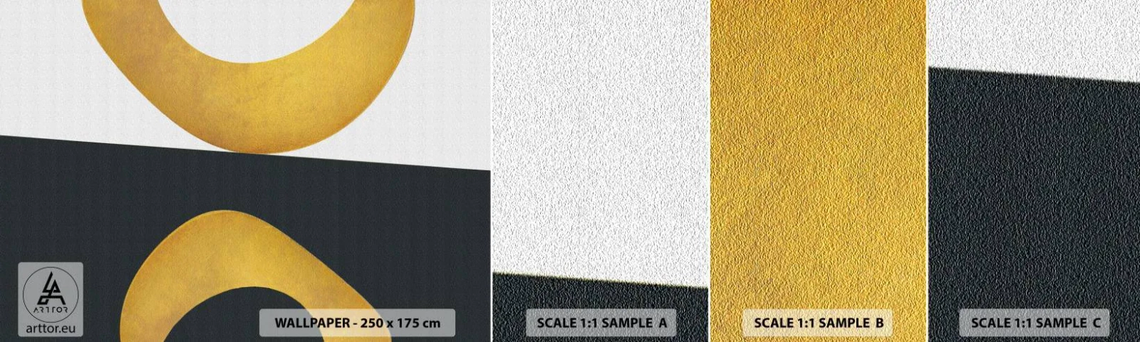 Fototapet Prøve Standard Eco - Først: guld - Abstraktion, Former, Hjul - 100x30 cm