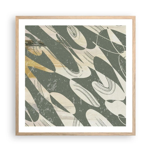 Plakat i ramme af lyst egetræ - Rytmisk abstraktion - 60x60 cm