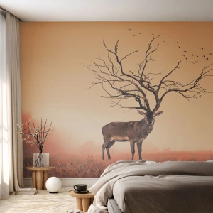 Fototapet Selvklæbende Deluxe Sticker - Urhjort - skovens evige ånd - Abstraktion, Hjort, Natur - 100x70 cm
