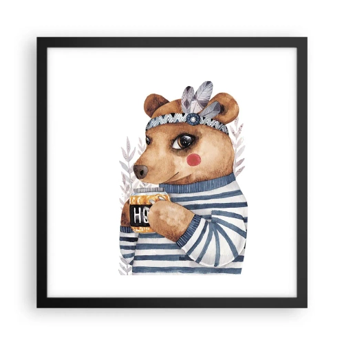 Plakat i sort ramme - Søde bjørn - 40x40 cm