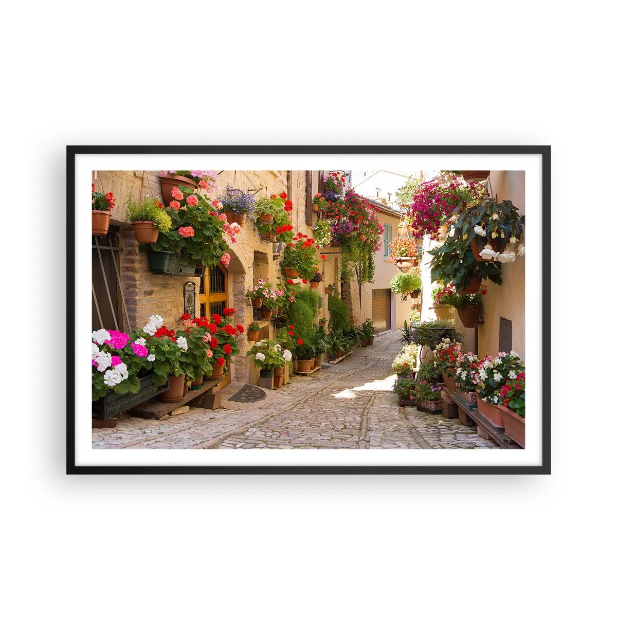 Plakat i sort ramme - I en strøm af blomster - 91x61 cm