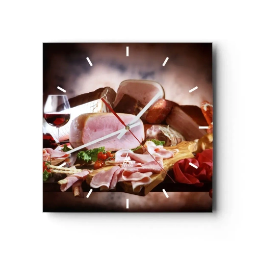 Vægur, Uret - En kulinarisk drøm med en karaffel - 30x30 cm