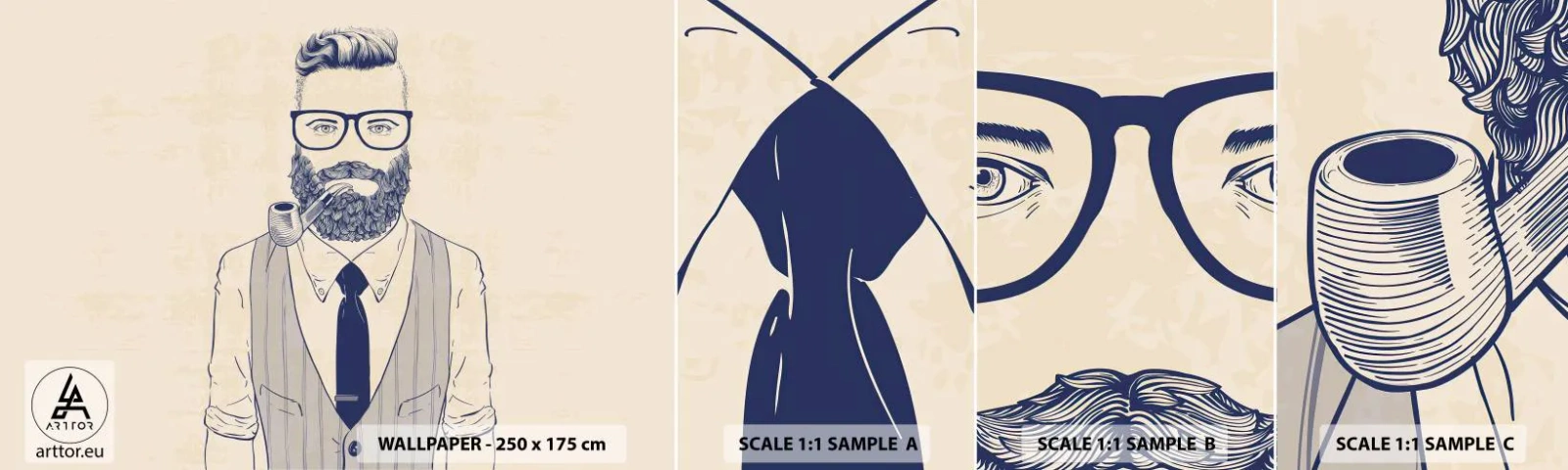 Prøve Fototapet Selvklæbende Deluxe Sticker - Munter, maskulin og moderigtig - Mand, Abstraktion, Rør - 100x30 cm