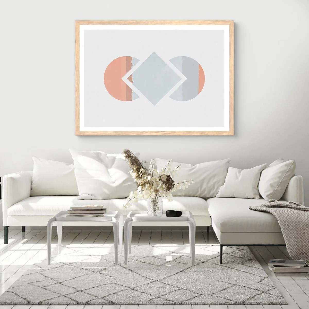 Plakat i ramme af lyst egetræ - Situationen er klar - 40x30 cm