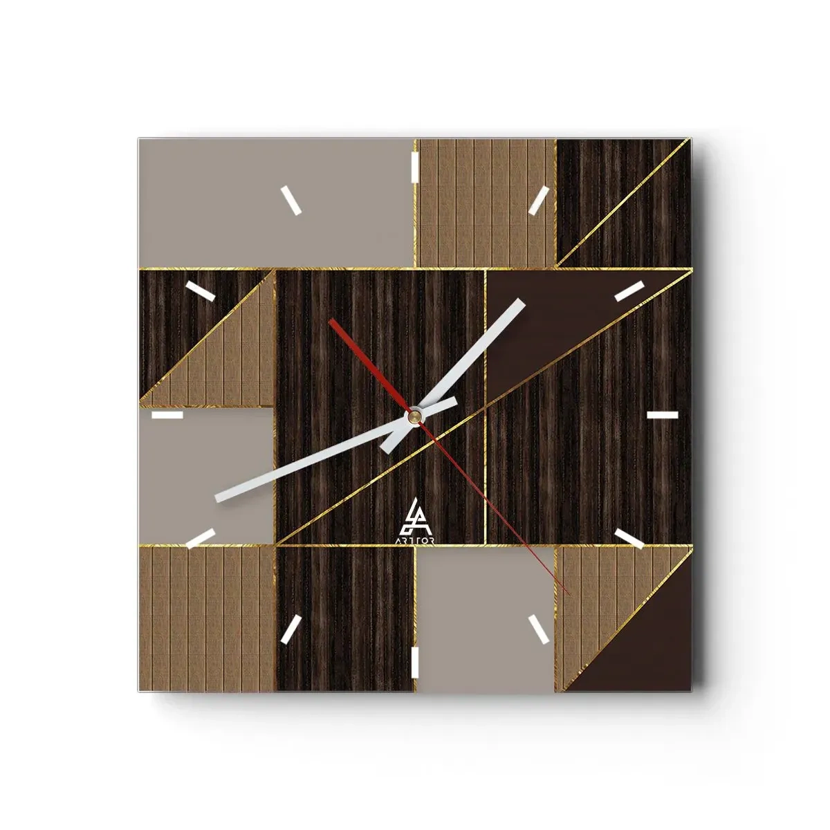 Vægur, Uret - En mosaik af brune og gyldne farver - 30x30 cm