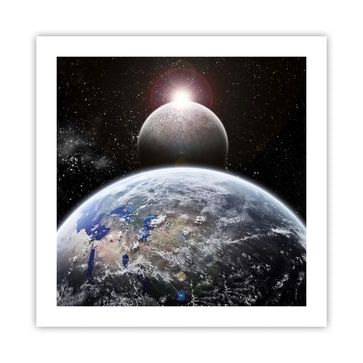 Plakat - Kosmisk landskab - solopgang - 50x50 cm
