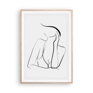 Plakat i ramme af lyst egetræ - På bølgen af en drøm - 70x100 cm