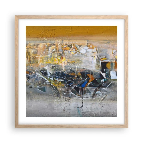 Plakat i ramme af lyst egetræ - Alt vil falde på plads - 50x50 cm