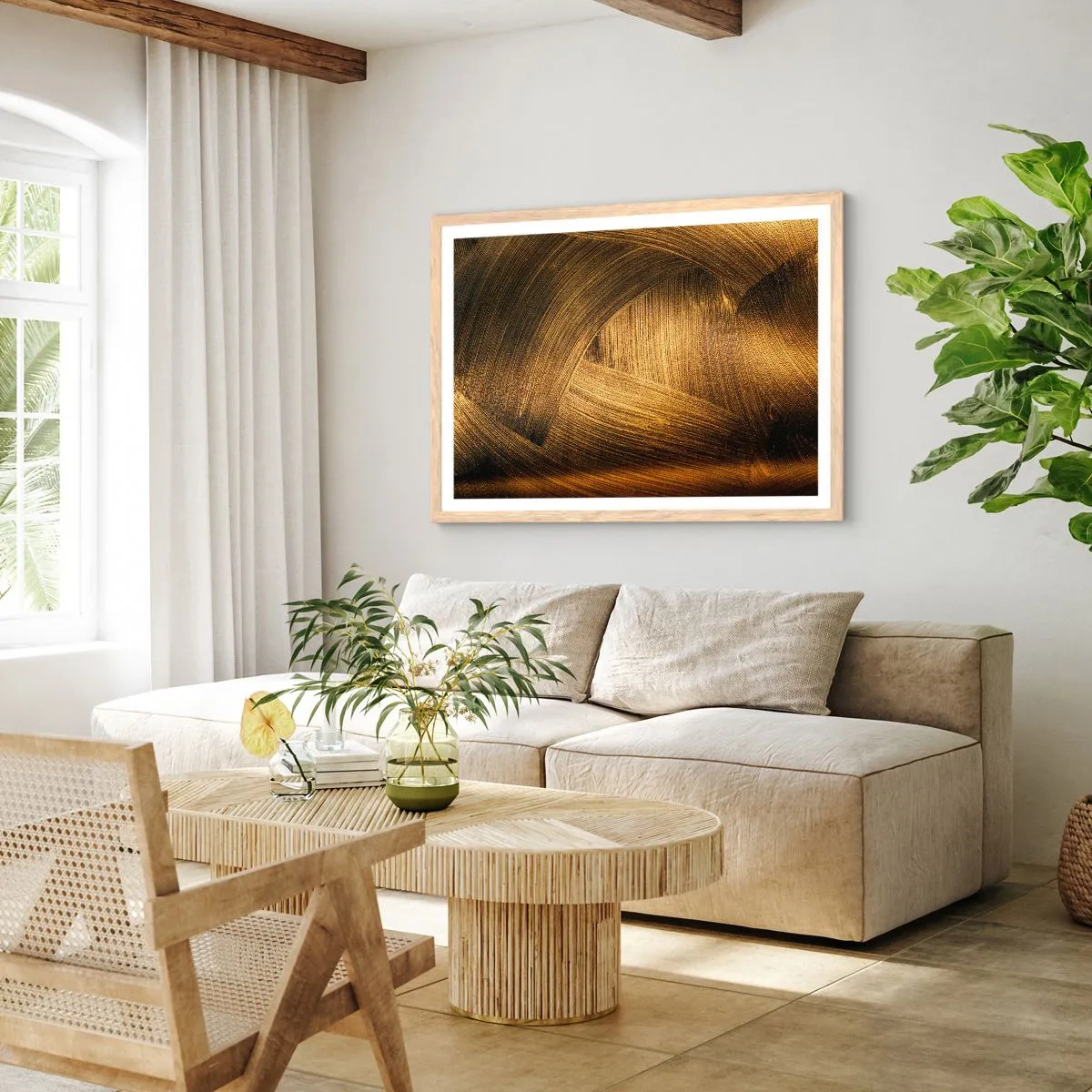 Plakat i ramme af lyst egetræ - I den gyldne labyrint - 70x50 cm