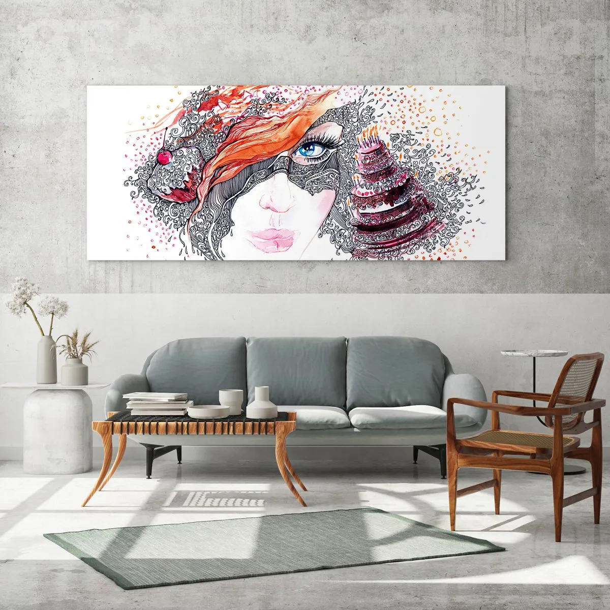 Billede på glas - Hos hende er hver dag en ferie - 120x50 cm