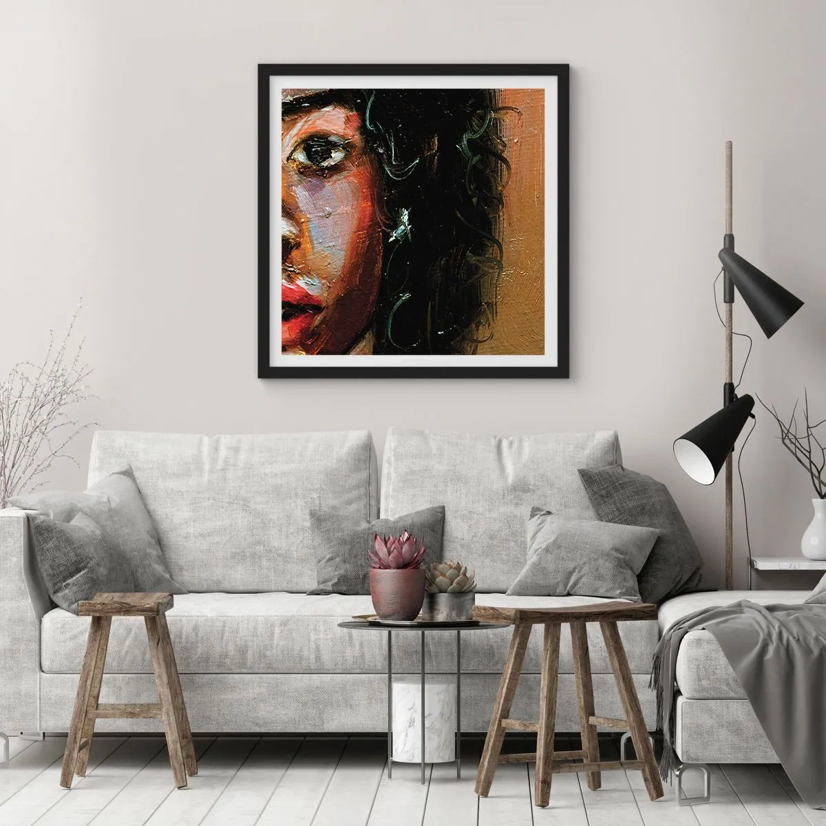 Plakat i sort ramme - Sort og glitter - 30x30 cm