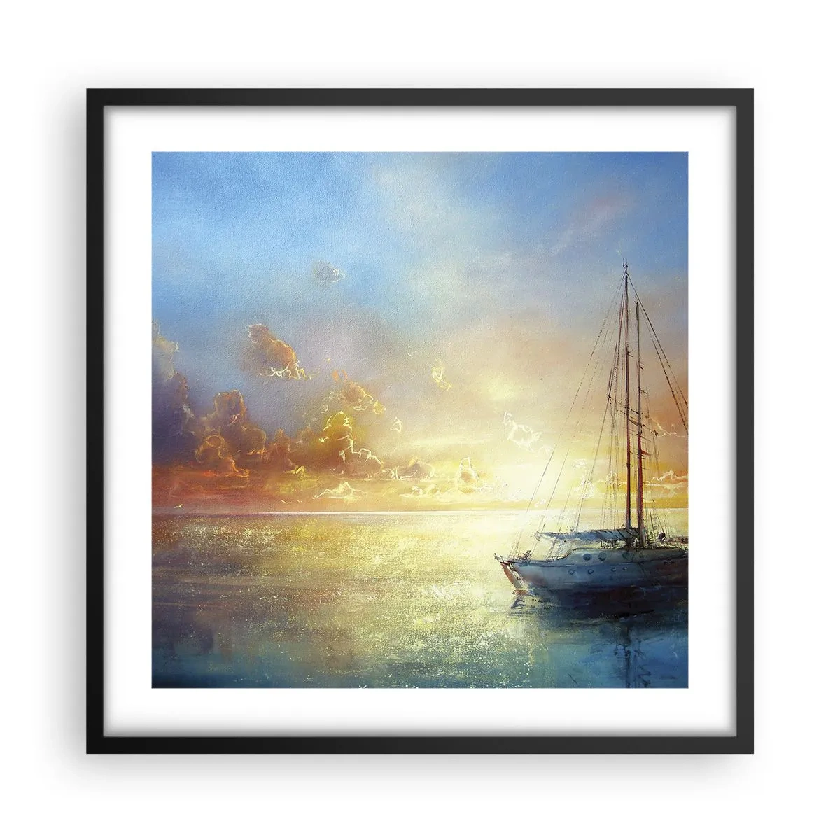 Plakat i sort ramme - I en gylden bugt - 50x50 cm