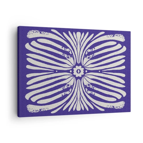 Lærredstryk - Billede på lærred - Etnisk mønster i lilla og hvide nuancer - 70x50cm - Etniske inspirationer - Moderne vægdekoration til stue og soveværelse ARTTOR
