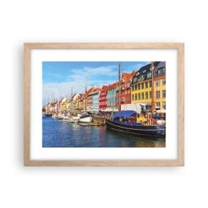 Plakat i ramme af lyst egetræ - Glædelig kaj - 40x30 cm