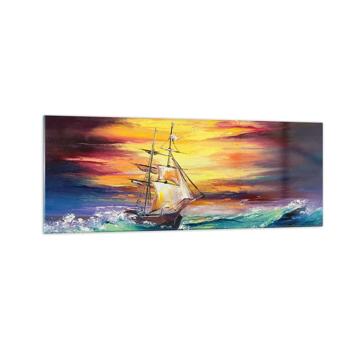 Billede på glas - At trodse bølgerne - 140x50 cm