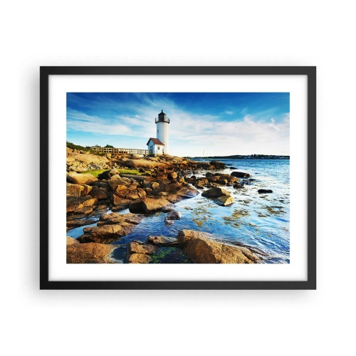 Plakat i sort ramme - Vend tilbage med glæde, jeg ser frem til - 50x40 cm