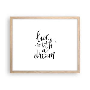 Plakat i ramme af lyst egetræ - Of course - 50x40 cm