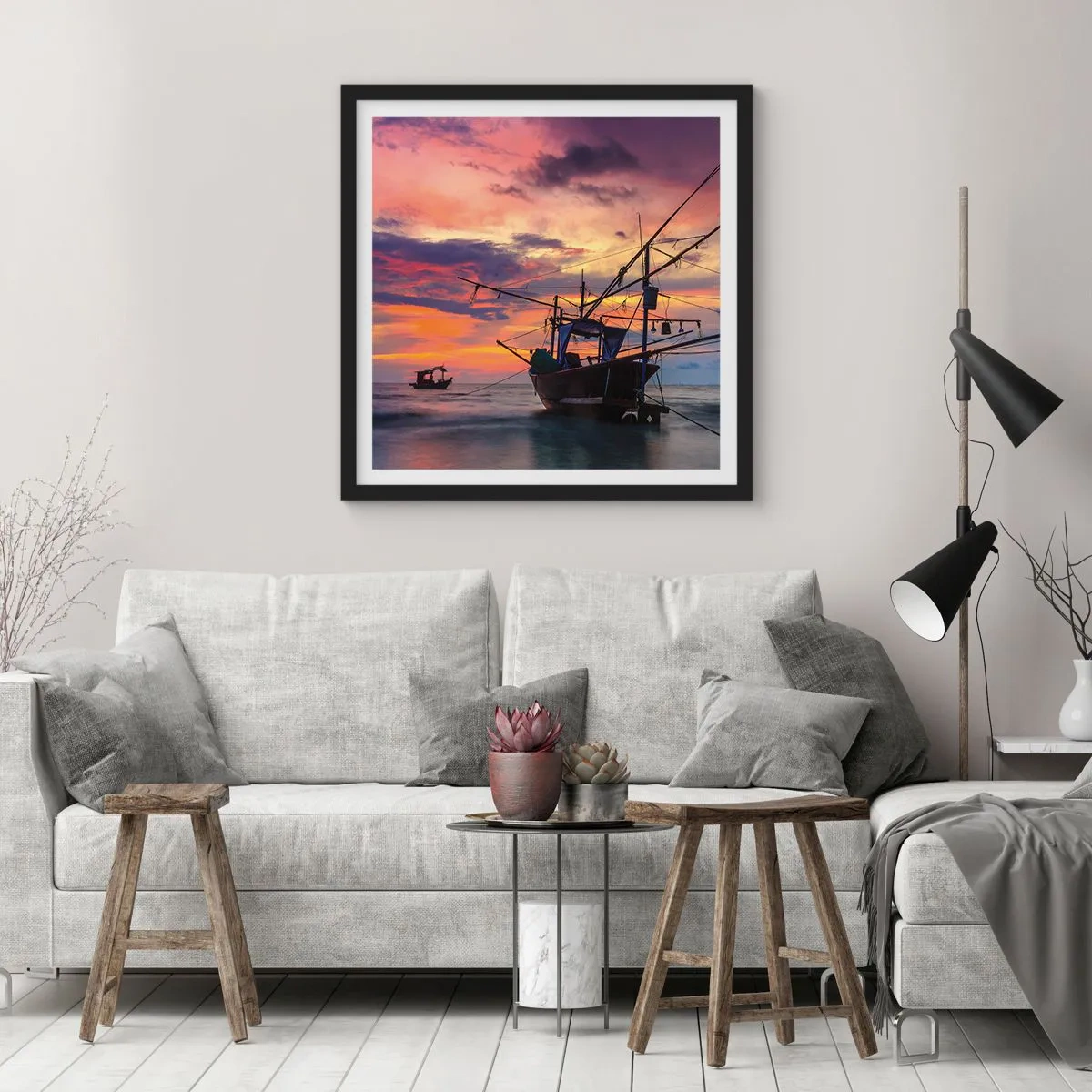 Plakat i sort ramme - En eksotisk aften - 40x40 cm