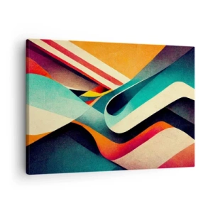 Lærredstryk - Billede på lærred - Farverige abstrakte bølger i en dynamisk komposition - 70x50cm - Intens komposition - Moderne vægdekoration til stue og soveværelse ARTTOR