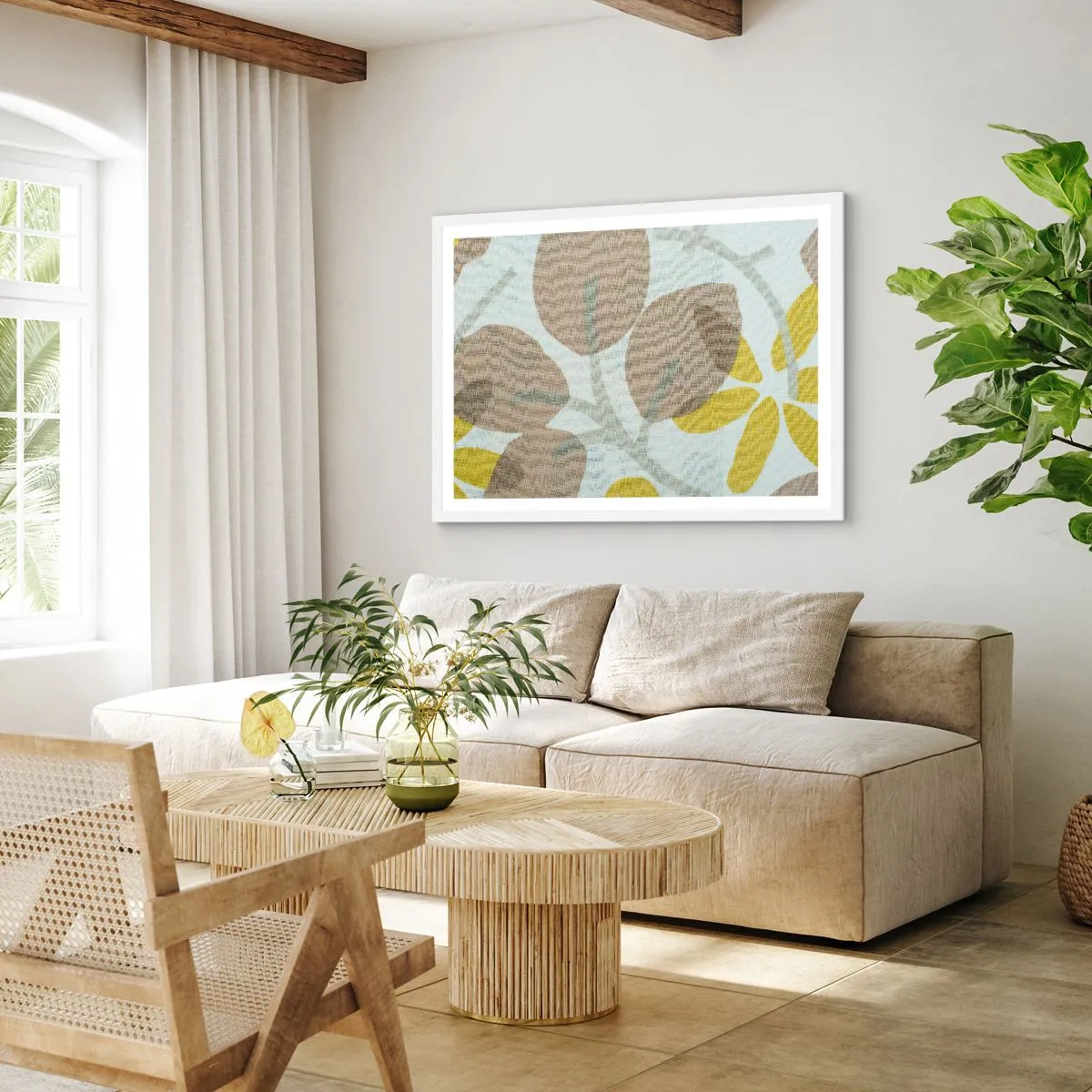 Plakat i hvid ramme - Komposition i solskinnet - 50x40 cm