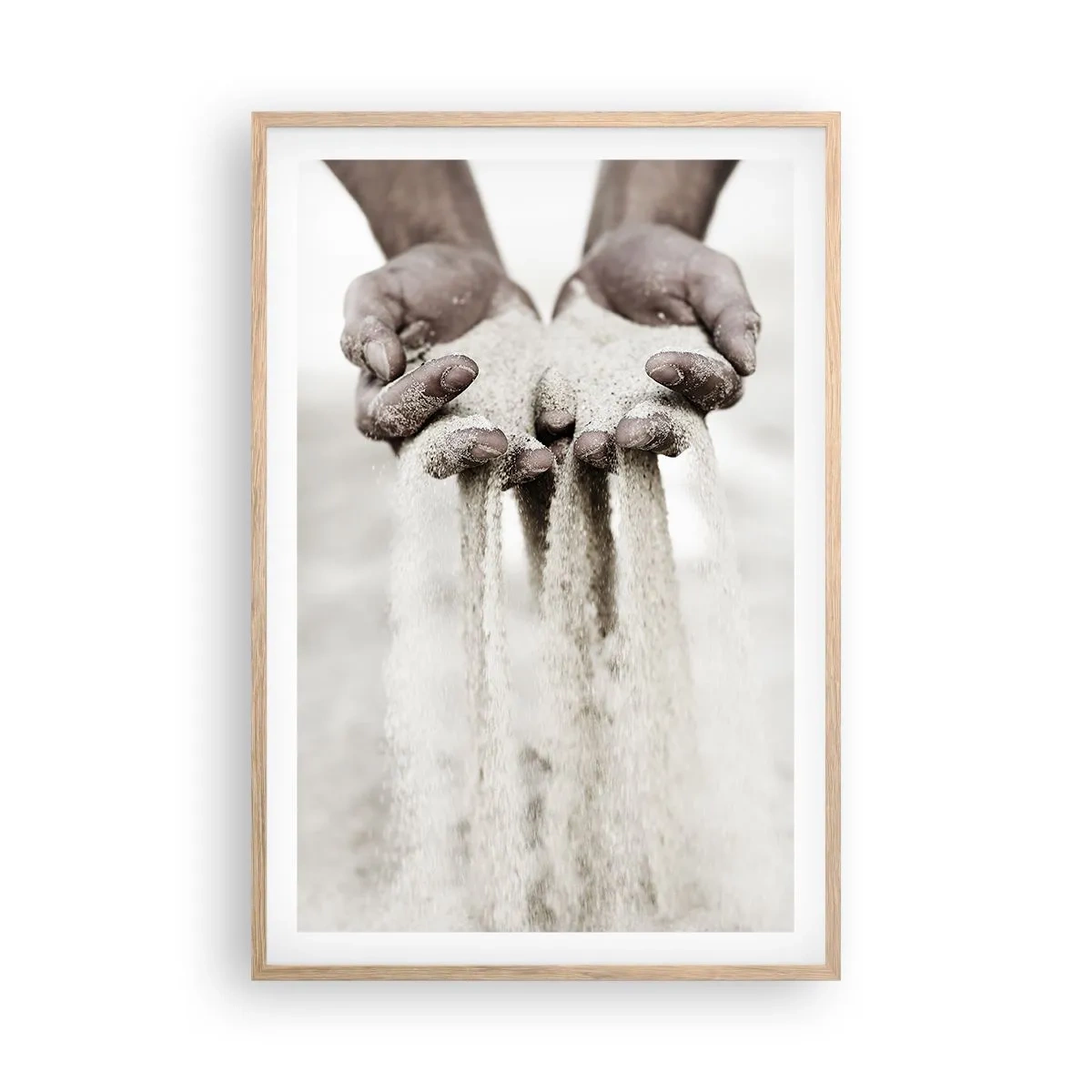 Plakat i ramme af lyst egetræ - Med disse hænder... - 61x91 cm