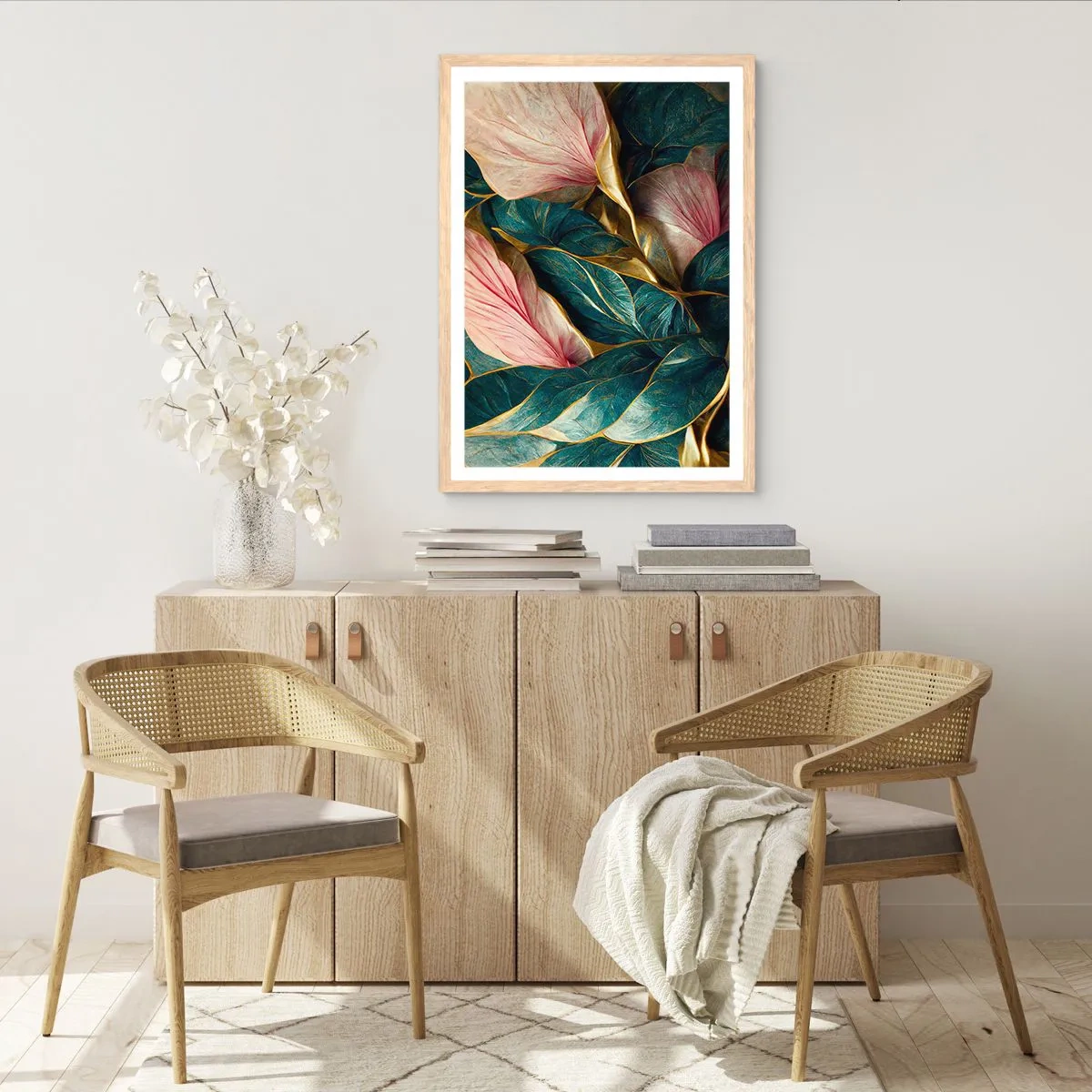 Plakat i ramme af lyst egetræ - Naturlig elegance og stil - 50x70 cm