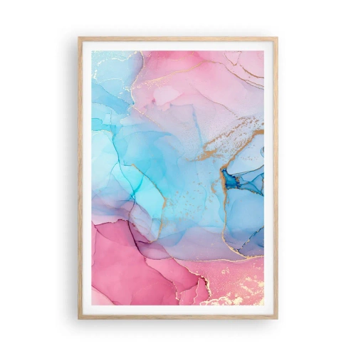 Plakat i ramme af lyst egetræ - Møde og gennemtrængning - 70x100 cm