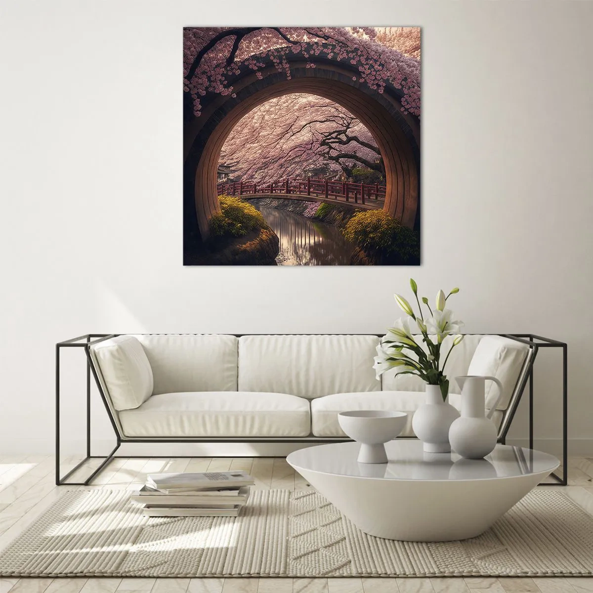 Billede på glas - Japansk forår - 70x70 cm