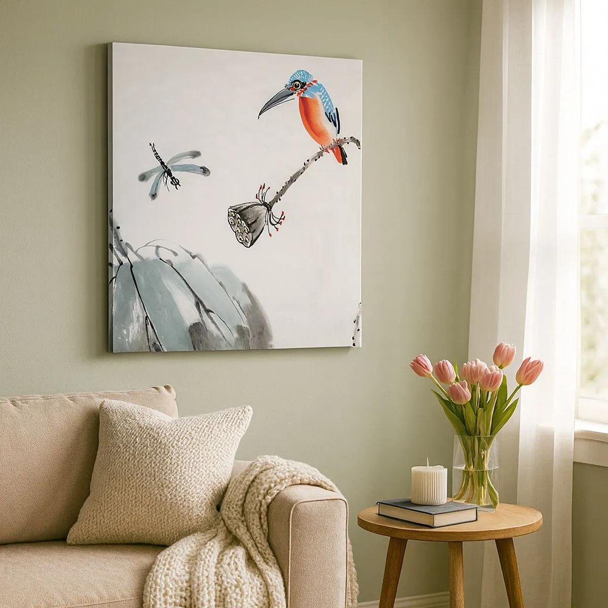 Lærredstryk - Billede på lærred - Engenes liv - 30x30 cm