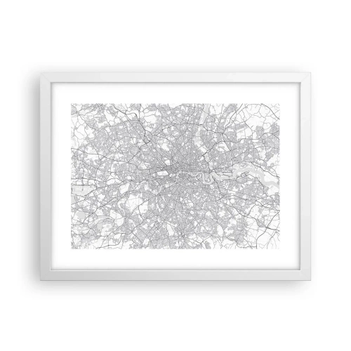 Plakat i hvid ramme - Kort over Londons labyrint - 40x30 cm