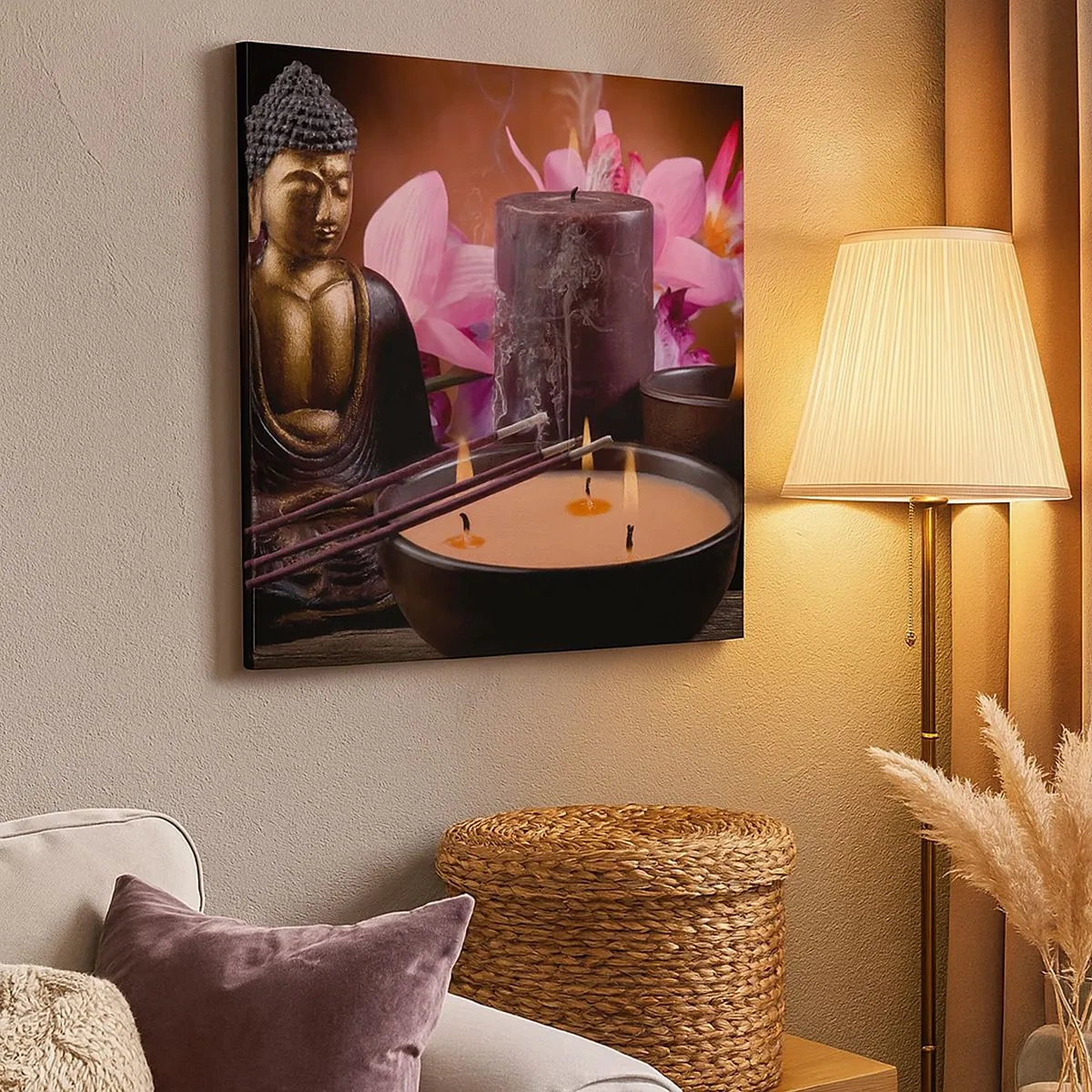 Lærredstryk - Billede på lærred - Rydde sindet, berolige kroppen - 30x30 cm