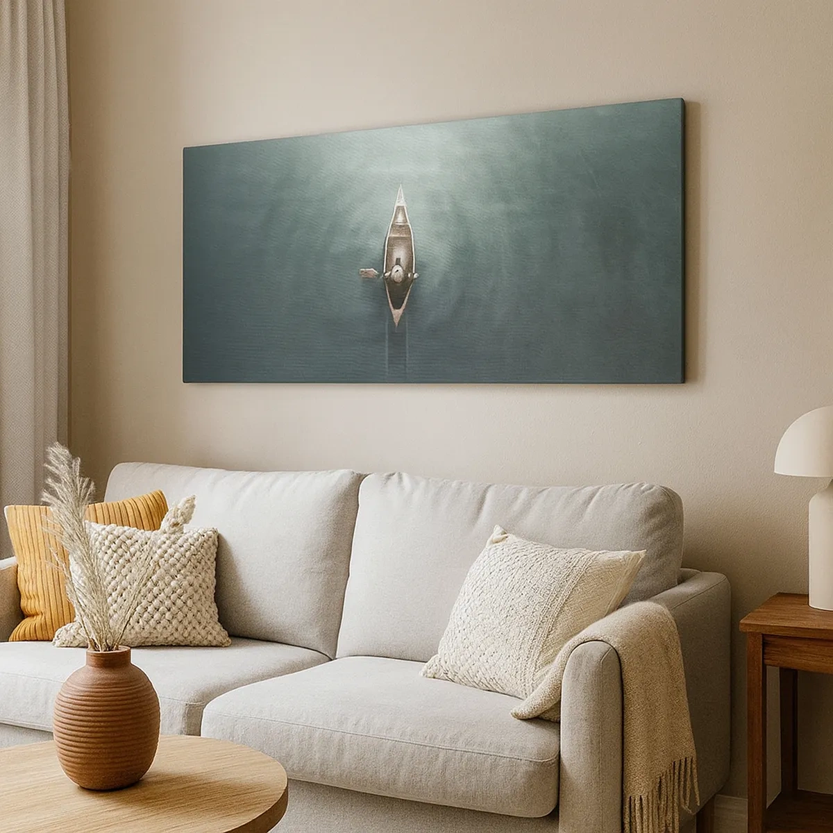 Lærredstryk - Billede på lærred - På tværs af en månelyst sø - 30x30 cm