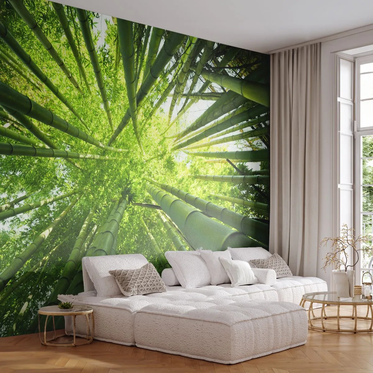 Fototapet Premium Sand - I en bambuslund - Bambus Skov, Jungle, Bambus - 100x70 cm