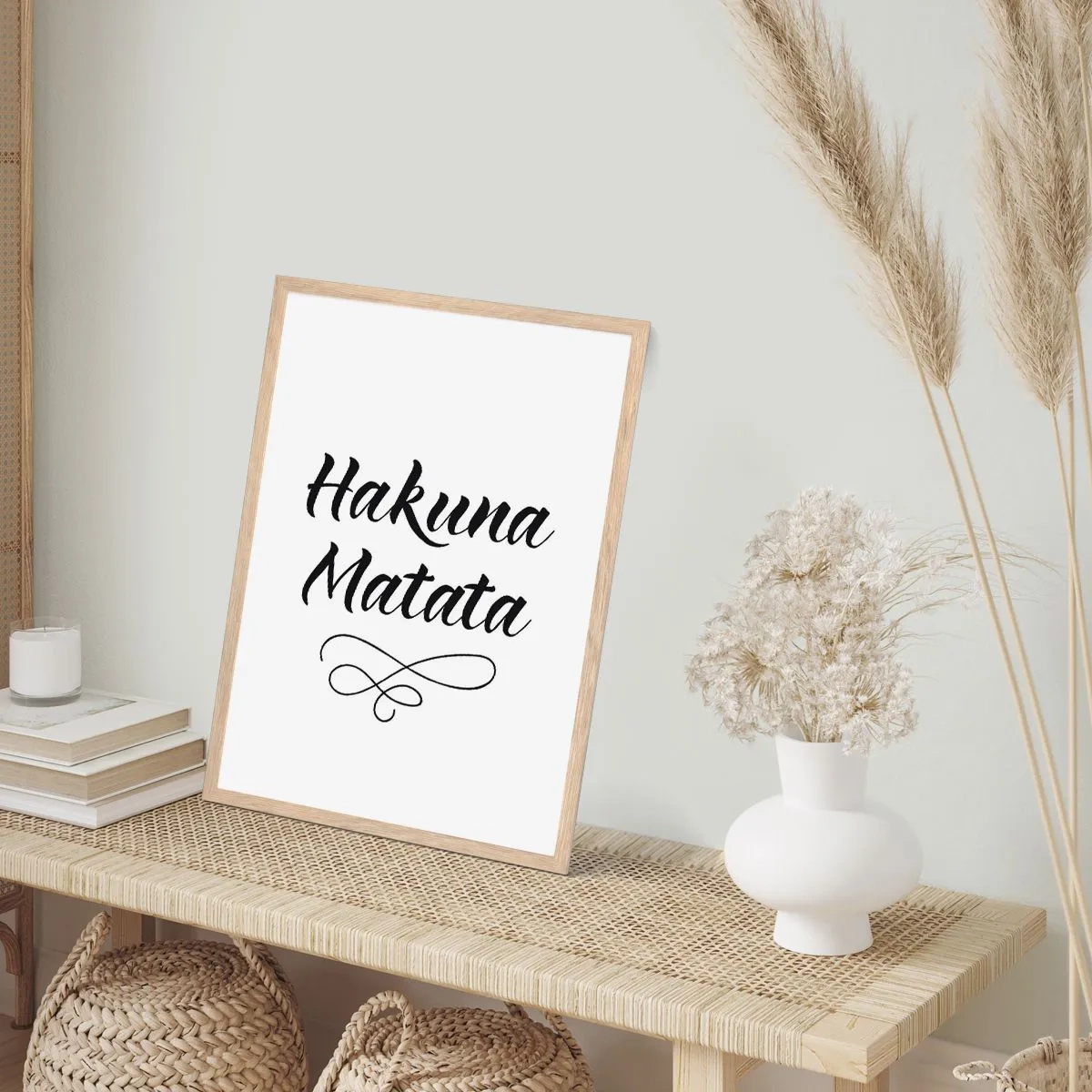 Plakat i ramme af lyst egetræ - Bedste råd - 50x70 cm