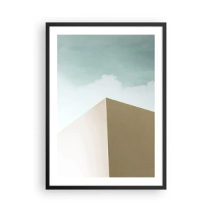 Plakat i sort ramme - En minimalistisk bygning med en delikat himmel - 50x70cm - Geometri af en solrig sommer - Moderne vægdekoration til stue og soveværelse ARTTOR